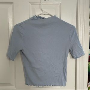 Forever 21 Scalloped Sleeve Crop Top Light Blue